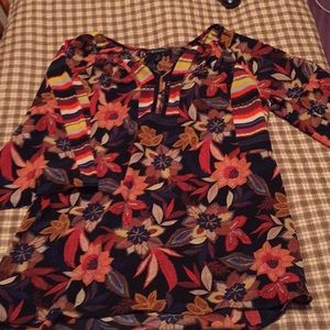 New Directions Floral/Stripe Print Blouse